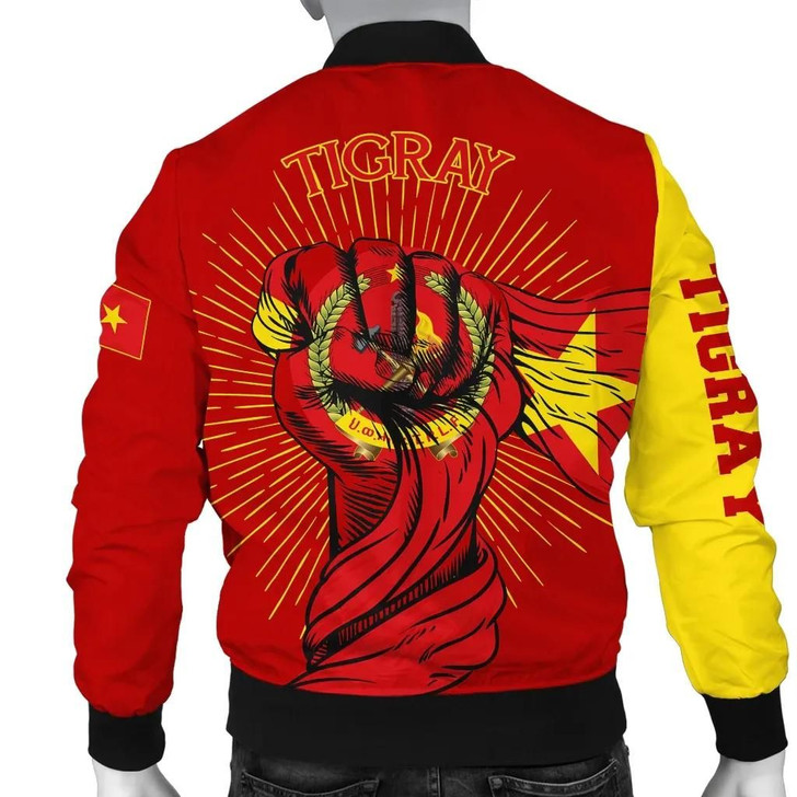 FUNSTUFFPRINTINT Tigray Bomber Jacket, Tigray Clenched Hand Raised Flag Men A10 3D Bomber Jacket
