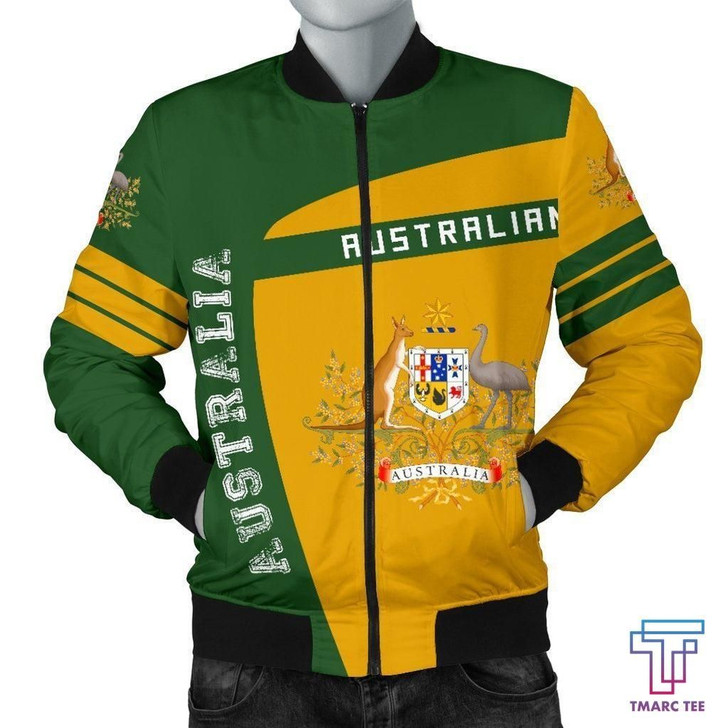 FUNSTUFFPRINTINT Tmarc Tee Australia Sport Mens Bomber Jacket – Premium Style 3D Bomber Jacket