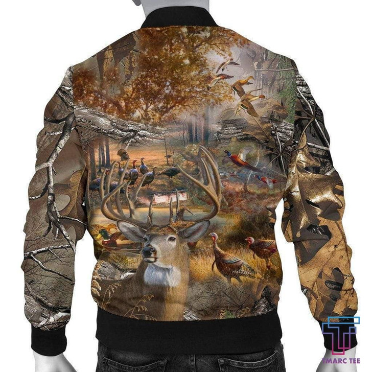 FUNSTUFFPRINTINT Tmarc Tee Mens Bomber Jacket – Hunting Camo 3D Bomber Jacket