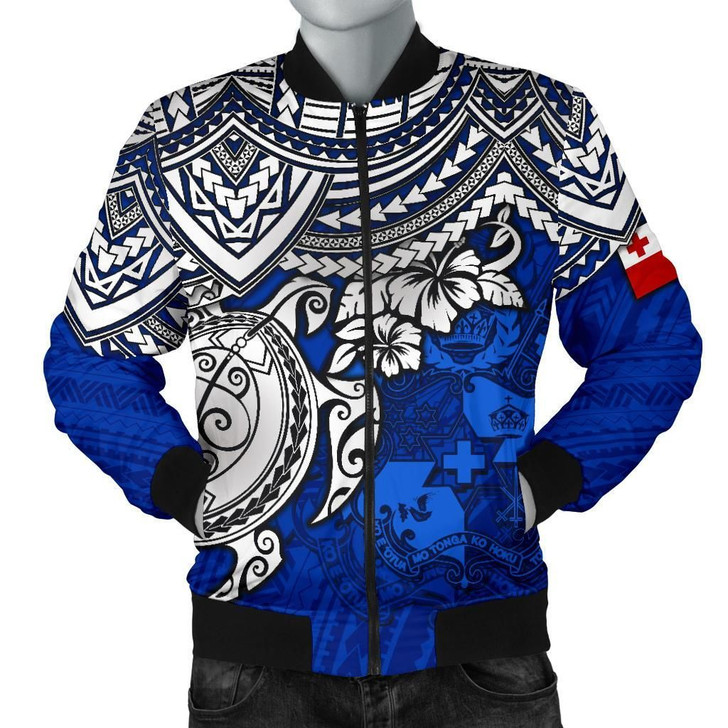 FUNSTUFFPRINTINT Tonga Polynesian bBomber Jacket (Men) – Blue Turtle – BN15  3D Bomber Jacket
