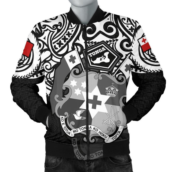 FUNSTUFFPRINTINT Tonga Polynesian Bomber Jacket (Men) – Tongan Pride (White) – BN15  3D Bomber Jacket