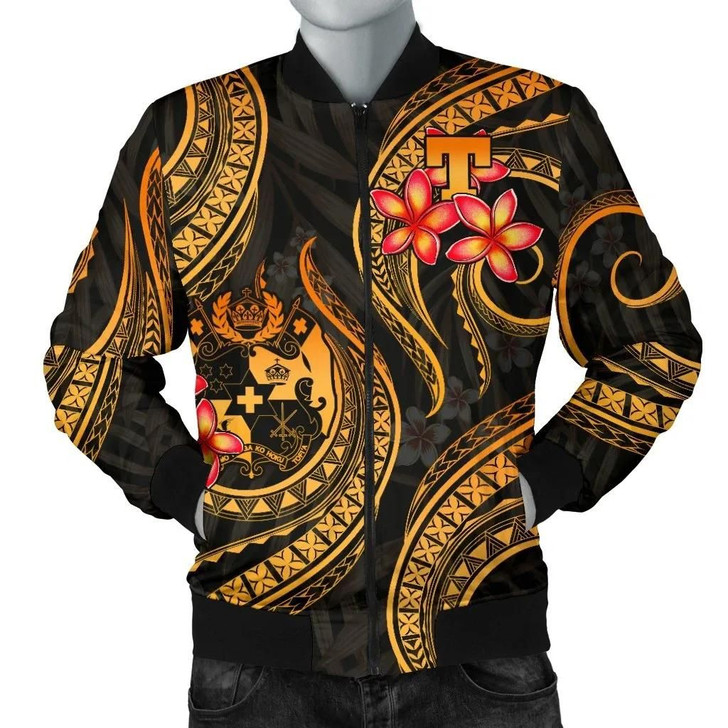 FUNSTUFFPRINTINT Tonga Polynesian Men Bomber Jacket – Gold Plumeria – BN11  3D Bomber Jacket
