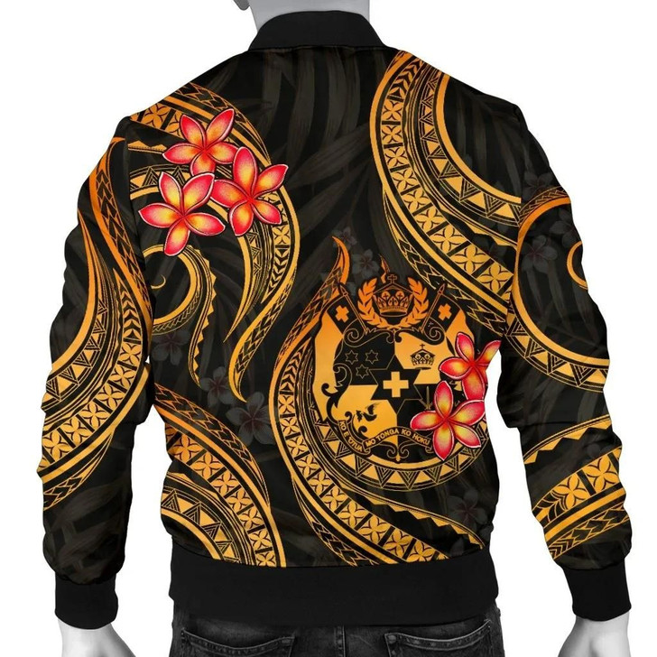 FUNSTUFFPRINTINT Tonga Polynesian Men Bomber Jacket – Gold Plumeria – BN11  3D Bomber Jacket