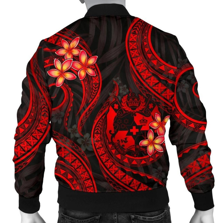 FUNSTUFFPRINTINT Tonga Polynesian Men Bomber Jacket – Red Plumeria – BN11  3D Bomber Jacket