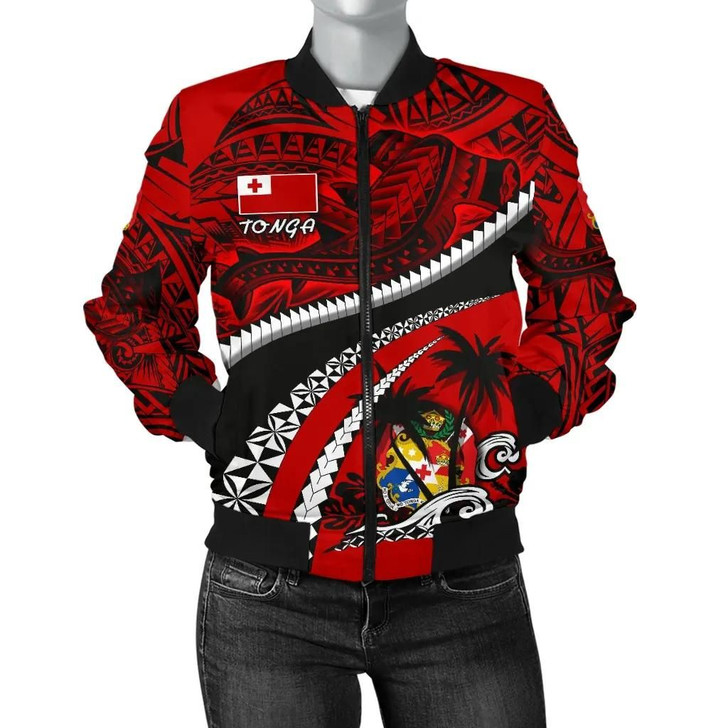 FUNSTUFFPRINTINT Tonga Polynesian Shark Tattoo Women’s Bomber Jacket K4  3D Bomber Jacket