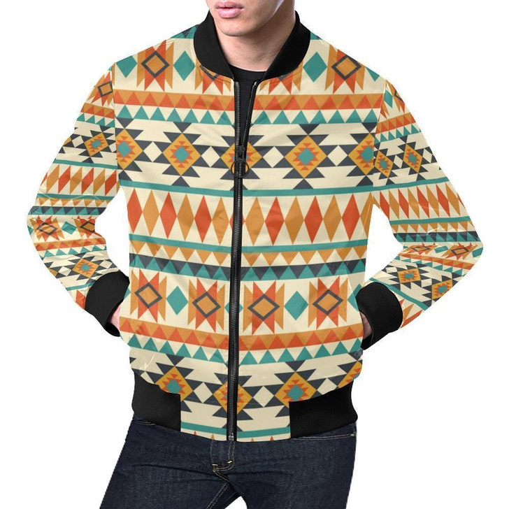 FUNSTUFFPRINTINT Tribal Native American Aztec Indians Navajo Print Mens  3D Bomber Jacket