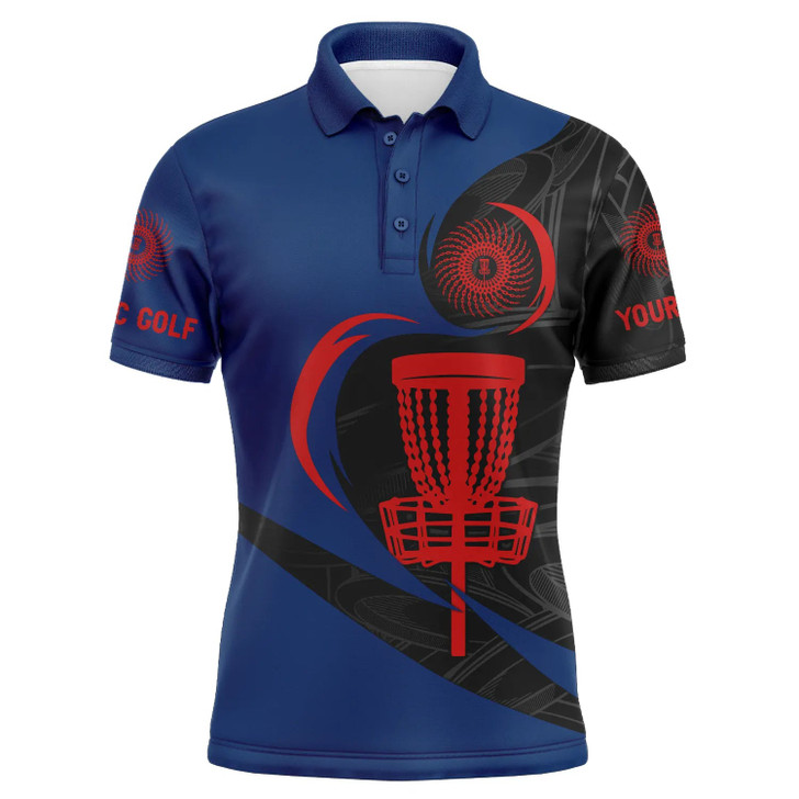 Custom Disc Golf Men Polo Shirt - Custom Name Disc Golf Basket Apparel - Personalized Gift For Disc Golf Lover, Men, Husband, Team