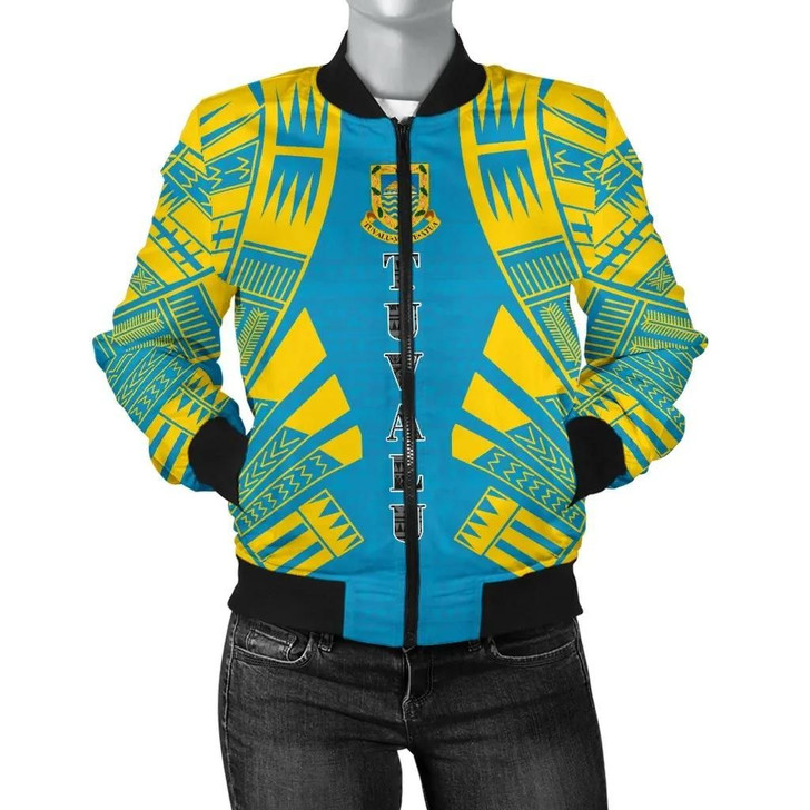 FUNSTUFFPRINTINT Tuvalu Women Bomber Jacket – Polynesian Tattoo Flag – BN0110  3D Bomber Jacket