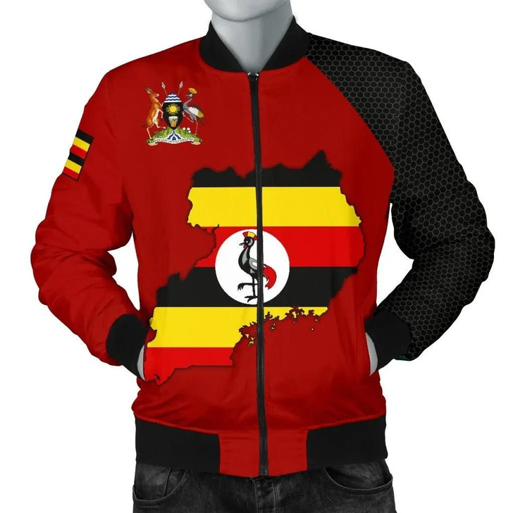 FUNSTUFFPRINTINT Uganda Bomber Jacket Map (Men) A5  3D Bomber Jacket