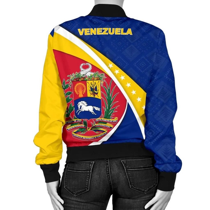 FUNSTUFFPRINTINT Venezuela Bomber Jacket, Venezuela Coat Of Arms Pattern Women A10 3D Bomber Jacket