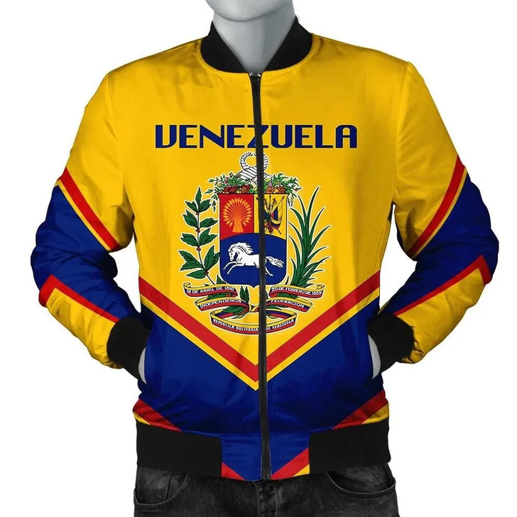 FUNSTUFFPRINTINT Venezuela Coat Of Arms Men Bomber Jacket Lucian Style J5W 3D Bomber Jacket