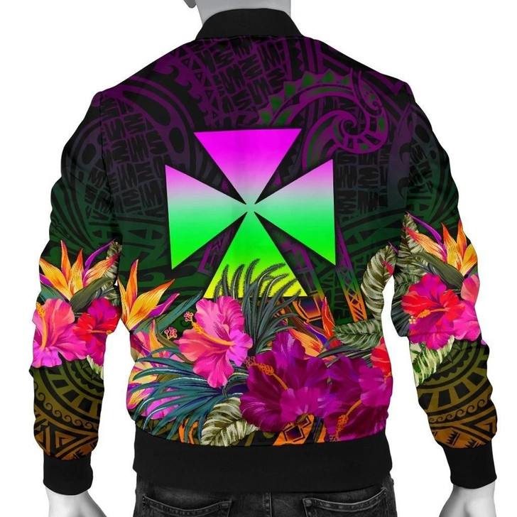 FUNSTUFFPRINTINT Wallis and Futuna Men’s Bomber Jacket – Summer Hibiscus – BN15 3D Bomber Jacket