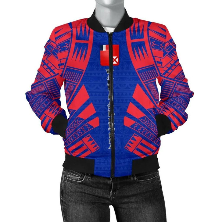 FUNSTUFFPRINTINT Wallis And Futuna Women Bomber Jacket – Polynesian Tattoo Flag – BN0110 3D Bomber Jacket
