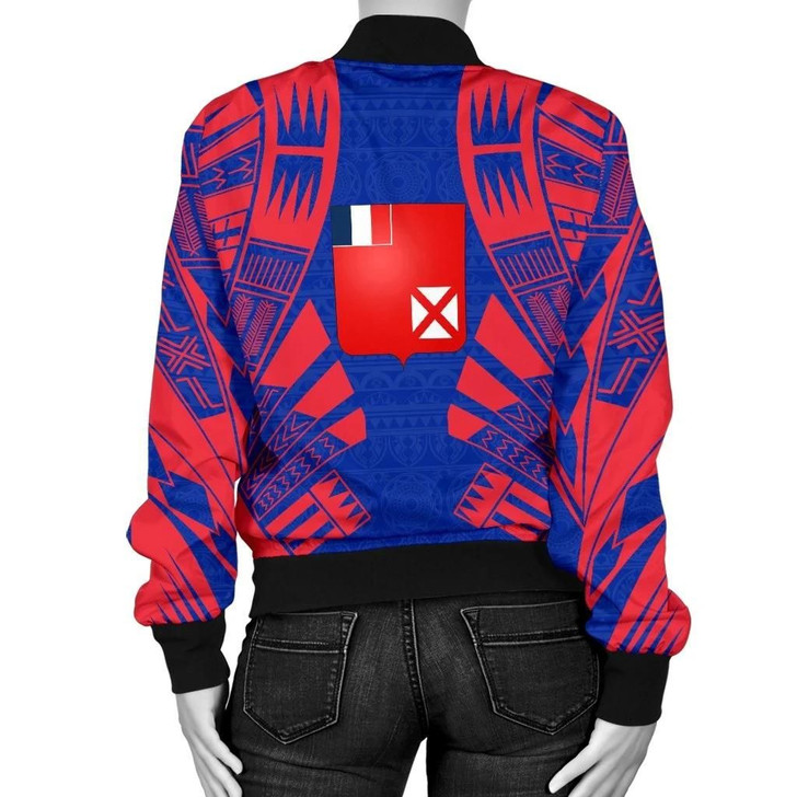 FUNSTUFFPRINTINT Wallis And Futuna Women Bomber Jacket – Polynesian Tattoo Flag – BN0110 3D Bomber Jacket
