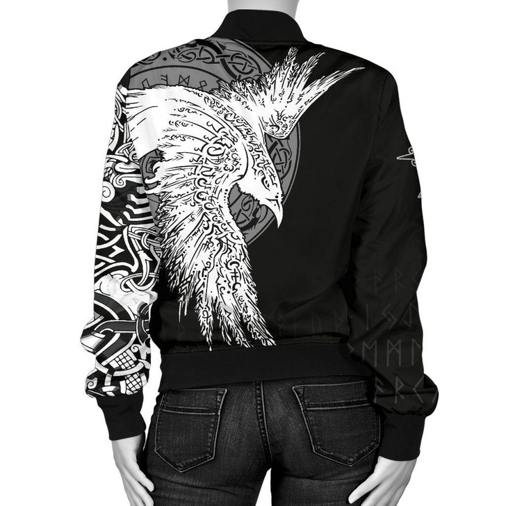 FUNSTUFFPRINTINT Women’s Bomber Jacket Mystical Raven Tattoo Special A31 3D Bomber Jacket