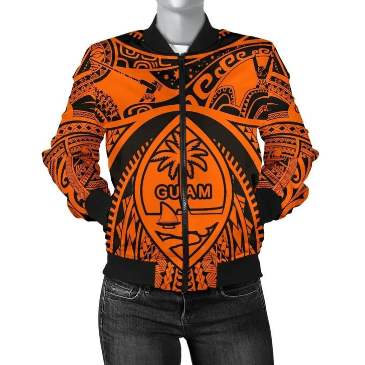 FUNSTUFFPRINTINT Women’s Bomber Jackets – Guam Flag, Seal with Maui Moana Tattoo – BN17 3D Bomber Jacket