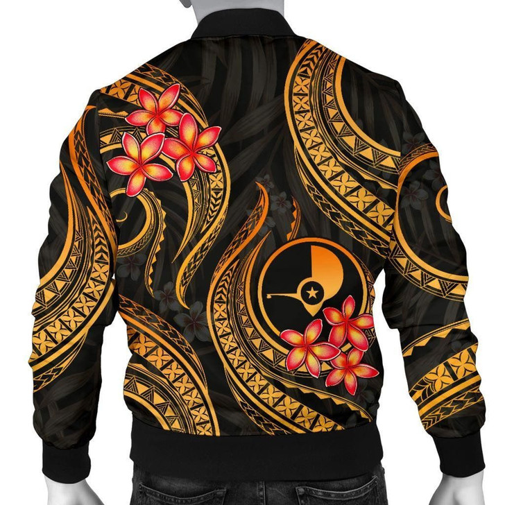FUNSTUFFPRINTINT Yap Micronesian Men Bomber Jacket – Gold Plumeria – BN11 3D Bomber Jacket