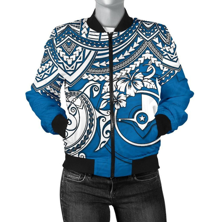 FUNSTUFFPRINTINT Yap Polynesian Bomber Jacket (Women) – Polynesian Turtle – BN15 3D Bomber Jacket