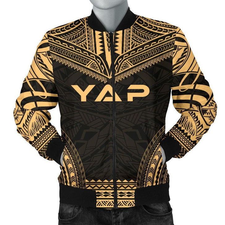 FUNSTUFFPRINTINT Yap Polynesian Chief Men’s Bomber Jacket – Gold Version – Bn10 3D Bomber Jacket