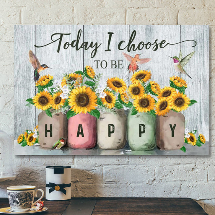 Bible Verse Canvas - Today I Choose To Be Happy Wall Art Canvas - Scripture Canvas Wall Art