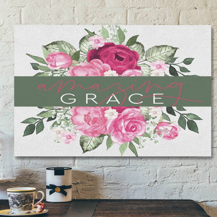 Bible Verse Canvas - Amazing Grace Wall Art Canvas - Scripture Canvas Wall Art