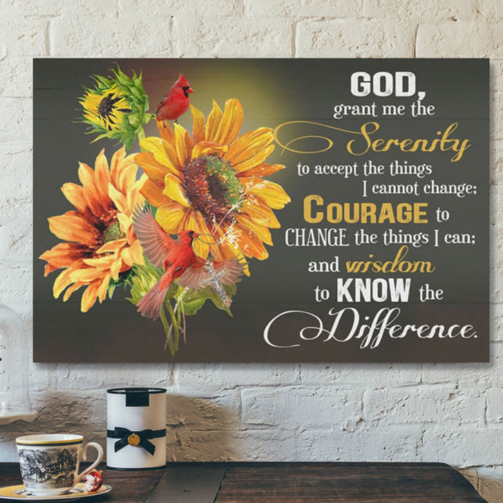 Bible Verse Canvas - Serenity Prayer Sunflower Canvas Wall Art - Scripture Canvas Wall Art