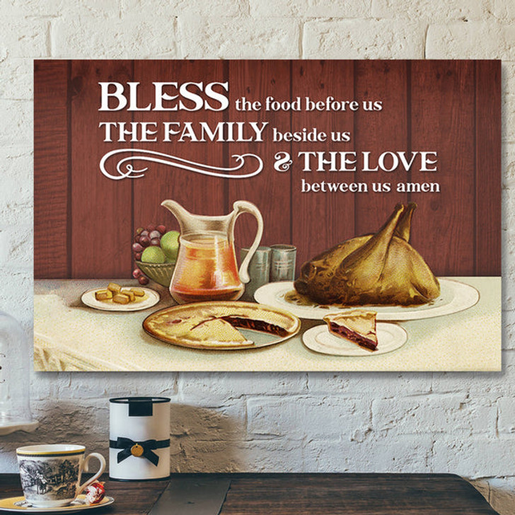 Bible Verse Canvas - Bless The Food Before Us Canvas - Thanksgiving Canvas - Scripture Canvas Wall Art