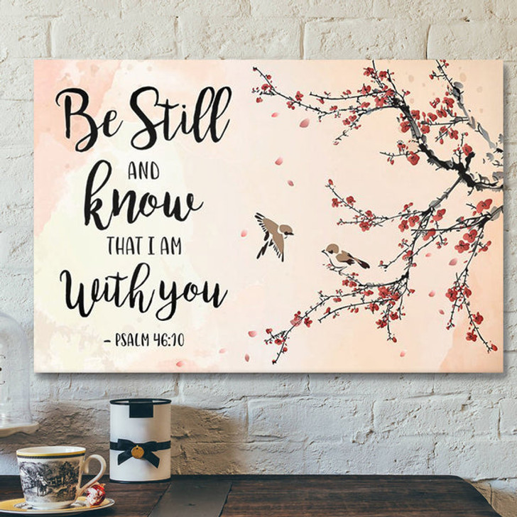 God Canvas - Bible Verse Canvas - Special Peach Blossom Christian Canvas - God Is With You - Scripture Canvas