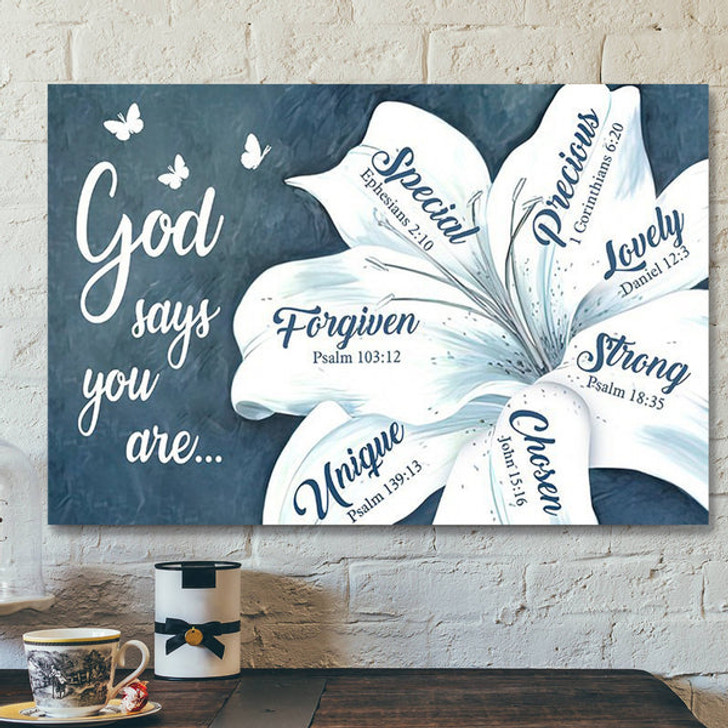 God Canvas - Bible Verse Canvas - God Says You Are Unique - Beautiful Flower Christian Canvas - Scripture Canvas