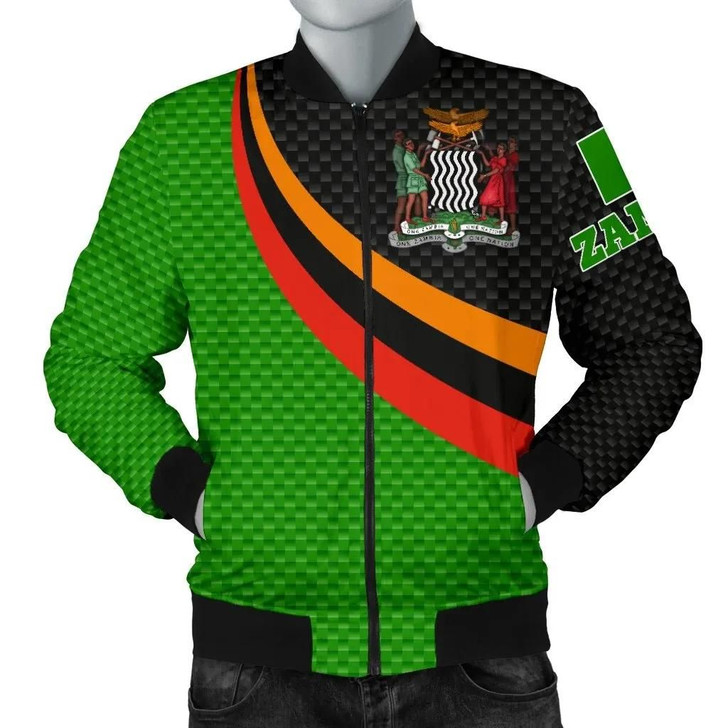 FUNSTUFFPRINTINT Zambia Men’s Bomber Jacket -Zambia Flag and Coat Of Arms – BN18 3D Bomber Jacket