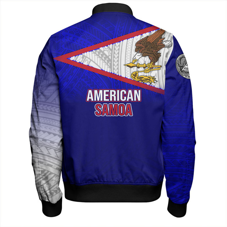 FUNSTUFFPRINTINT American Samoa Bomber Jacket - American Samoa Flag Color With Traditional Patterns 3D Bomber Jacket