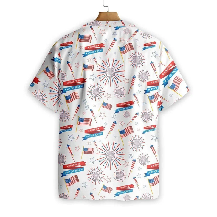 4Th of july hawaii shirt Flag On White Watercolor Hawaiian Shirt