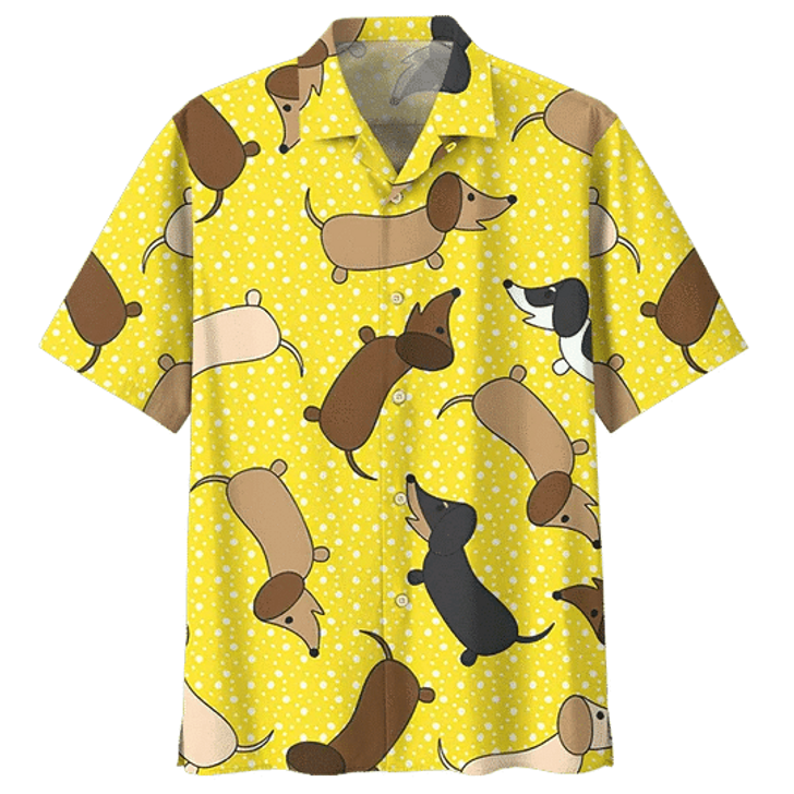 Yellow Dachshund Watercolor Hawaiian Shirt