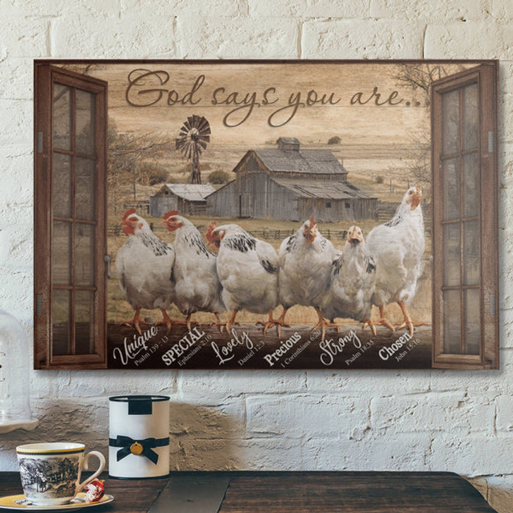 Bible Verse Wall Art Canvas - Amazing Chicken - God Says You Are Canvas