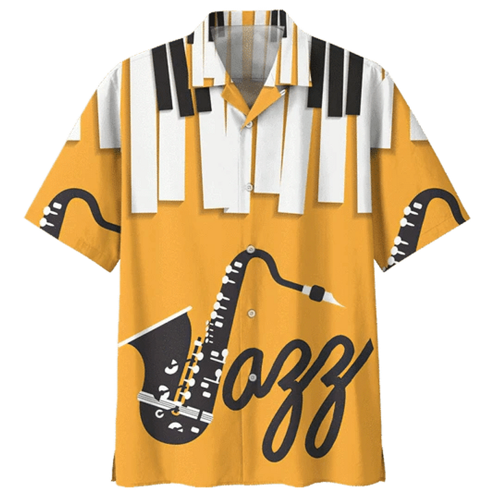 Orange Saxophone Background Design Hawaiian Shirt