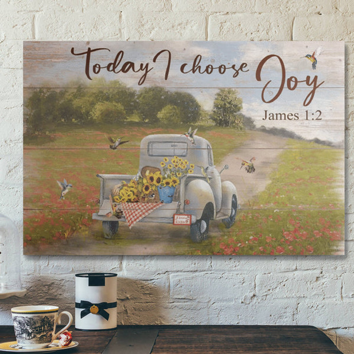 Bible Verse Wall Art Canvas - Beautiful Car - Today I Choose Joy Canvas
