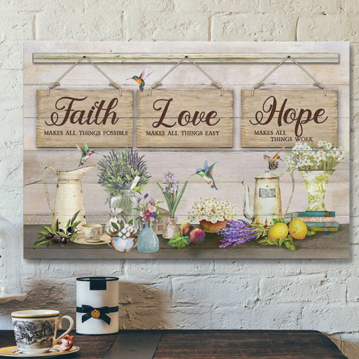 God Canvas Prints - Jesus Canvas Art - Faith Makes All Things Possible Christian Wall Art Canvas