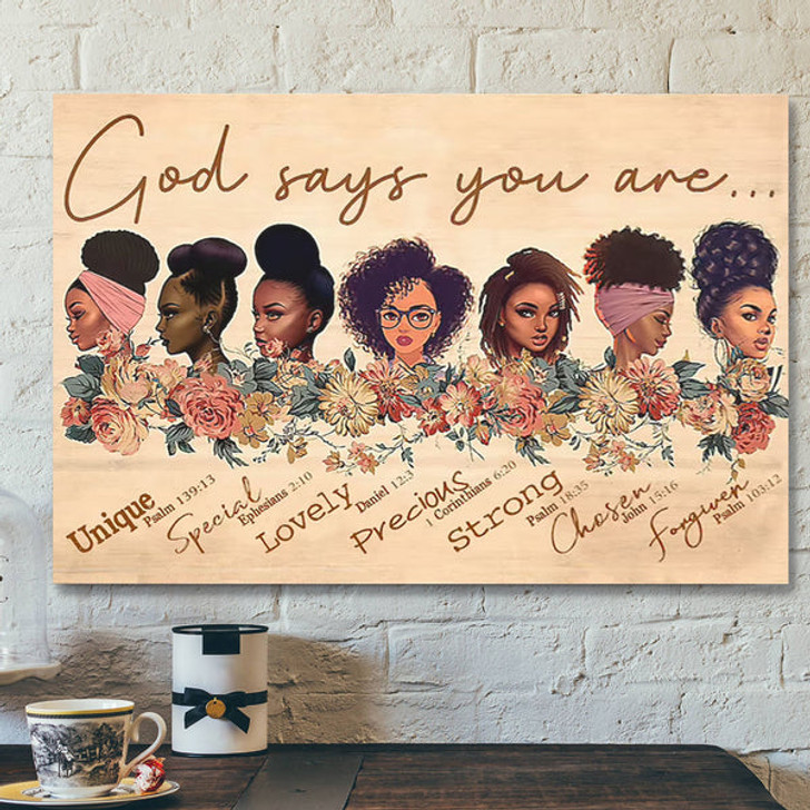 Jesus God Horizontal Canvas Prints - God Wall Art - God Says You Are - Black African Women Pride - Black Queens