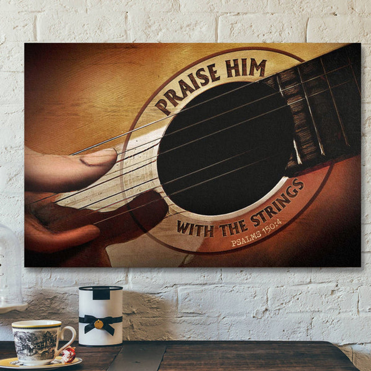 Jesus Landscape Canvas Print - God Wall Art - Jesus And Guitar - Praise Him With Strings
