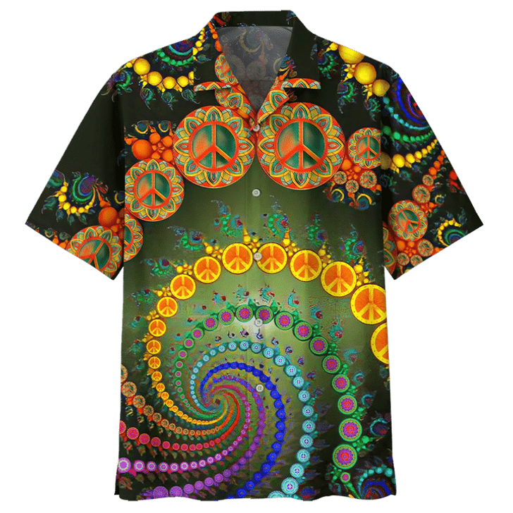 Colorful Spiral Design Hippie Pattern Hawaiian Shirt