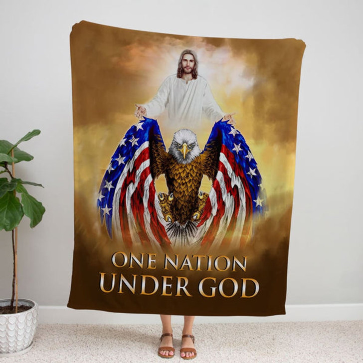 FUNSTUFFPRINT  One Nation Under God Fleece Blanket - Christian Blanket - Bible Verse Blanket