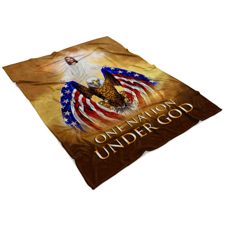 FUNSTUFFPRINT  One Nation Under God Fleece Blanket - Christian Blanket - Bible Verse Blanket
