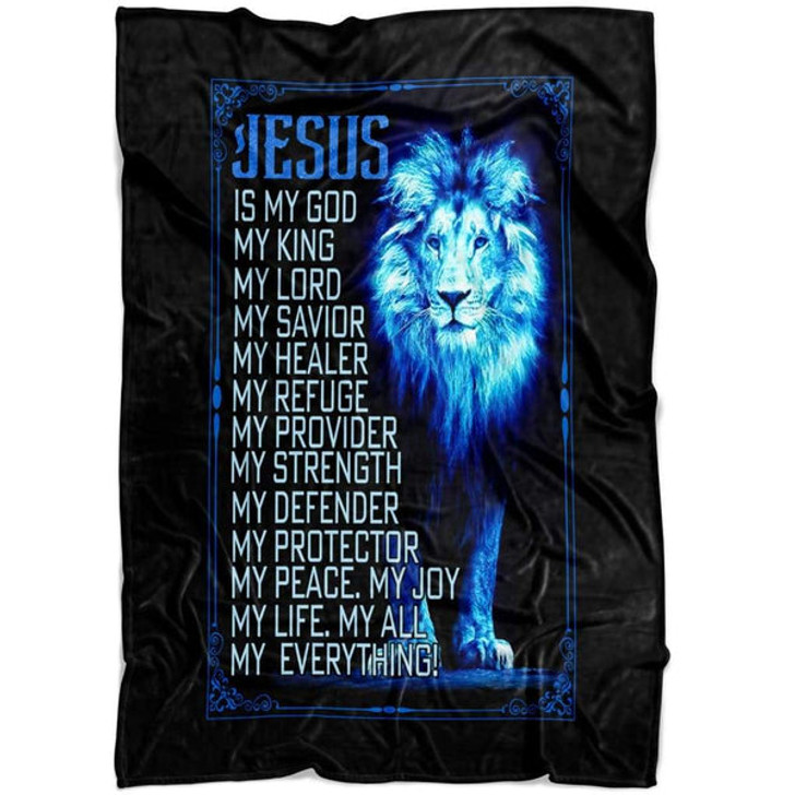 FUNSTUFFPRINT Jesus The Lion Of Judah Is My God Fleece Blanket - Christian Blanket - Bible Verse Blanket