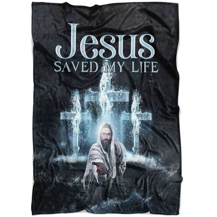 FUNSTUFFPRINT Jesus Saved My Life Fleece Blanket - Christian Blanket - Bible Verse Blanket