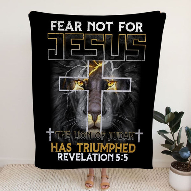 FUNSTUFFPRINT Jesus Lion Revelation 55 Fleece Blanket - Christian Blanket - Bible Verse Blanket