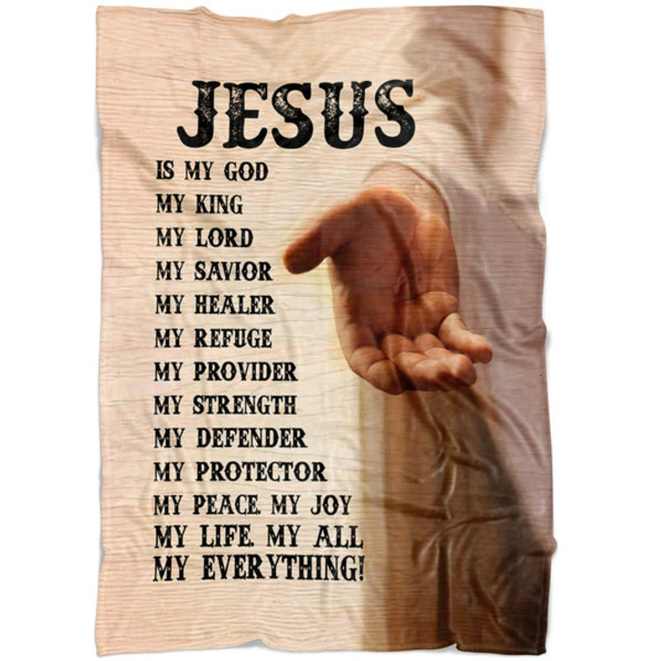 FUNSTUFFPRINT Jesus Is My Everything Fleece Blanket - Christian Blanket - Bible Verse Blanket