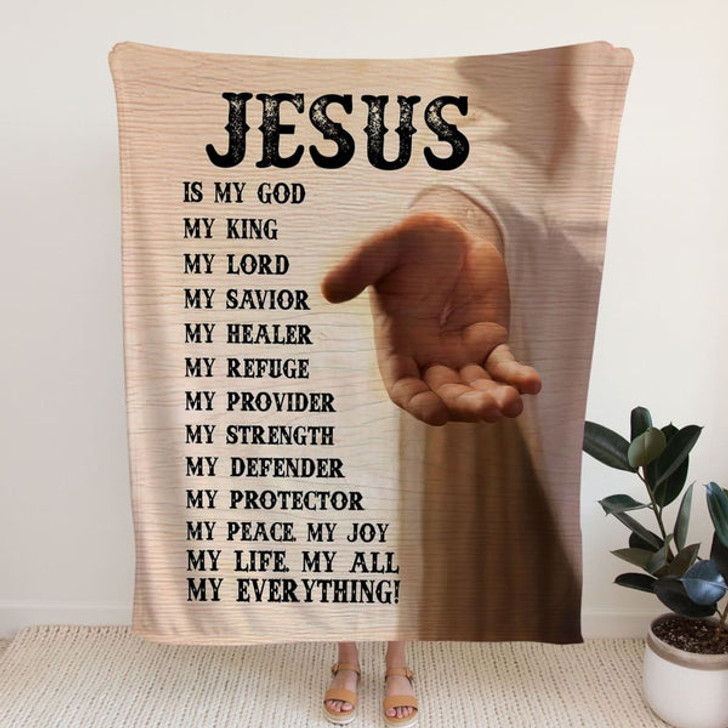FUNSTUFFPRINT Jesus Is My Everything Fleece Blanket - Christian Blanket - Bible Verse Blanket