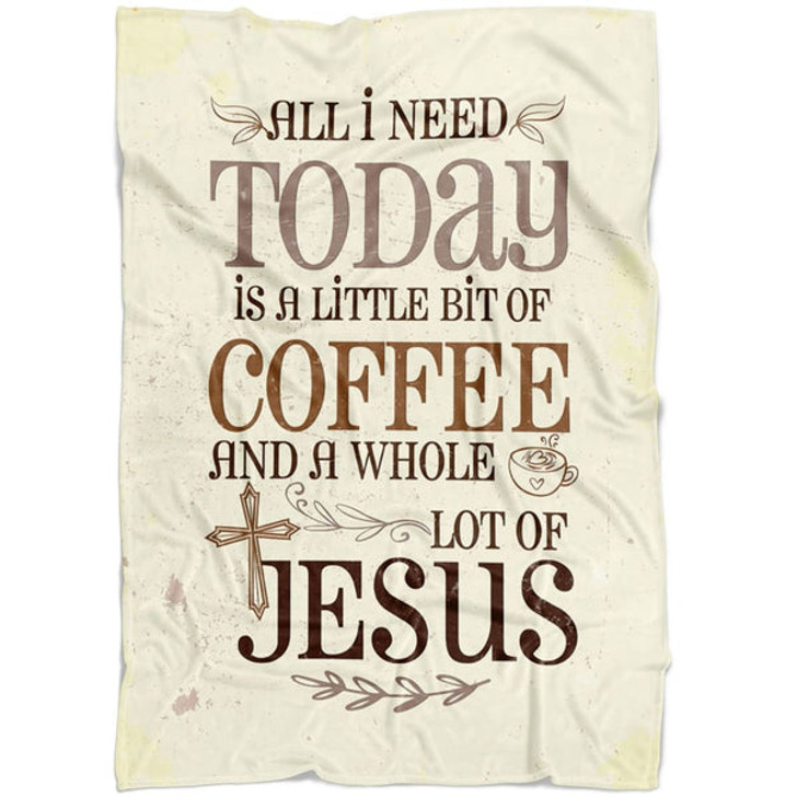 FUNSTUFFPRINT Jesus And Coffee Fleece Blanket - Christian Blanket - Bible Verse Blanket
