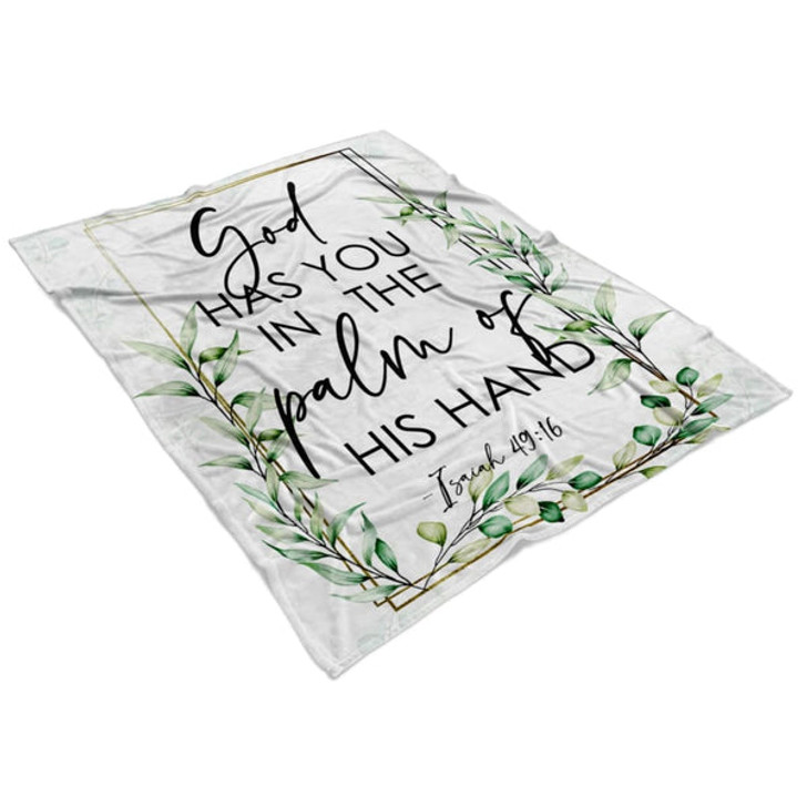 FUNSTUFFPRINT Isaiah 4916 God Has You In The Palm Of His Hand Flower Fleece Blanket - Christian Blanket - Bible Verse Blanket