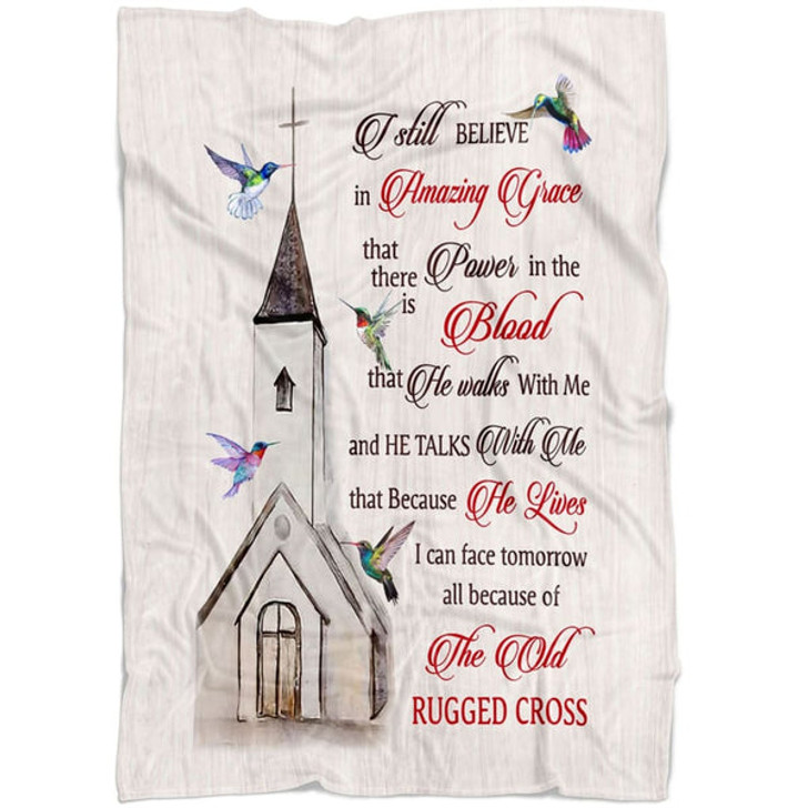 FUNSTUFFPRINT I Still Believe In Amazing Grace Fleece Blanket - Christian Blanket - Bible Verse Blanket